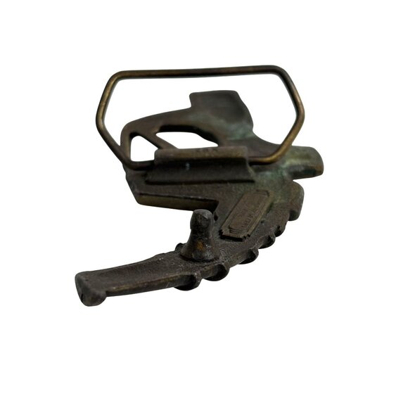 Vintage Indian Metal Craft 1979 Antique Brass Fuel Nozzle Inspired Belt Buckle C - Picture 4 of 16